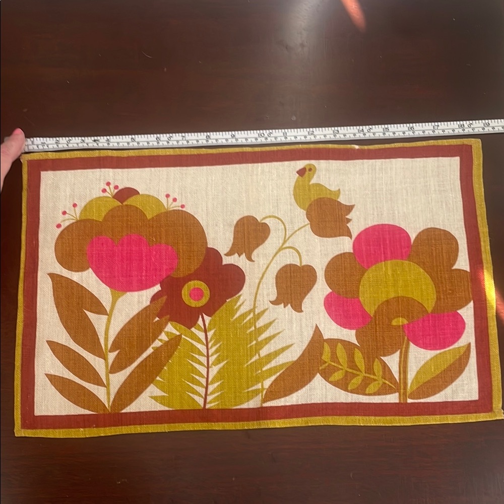Floral Vintage Placemat with Pink and Green Accents